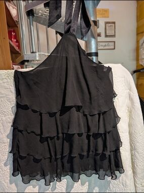 Black Tiered Ruffle Halter Top